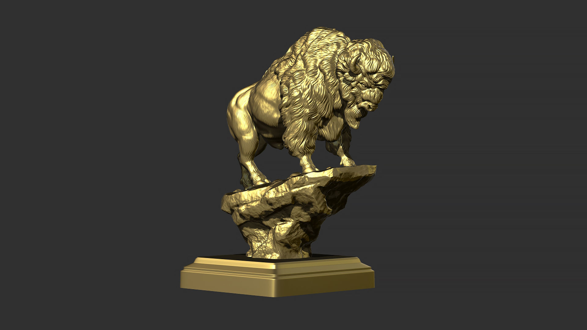 Bison on the cliff  3D print model_17
