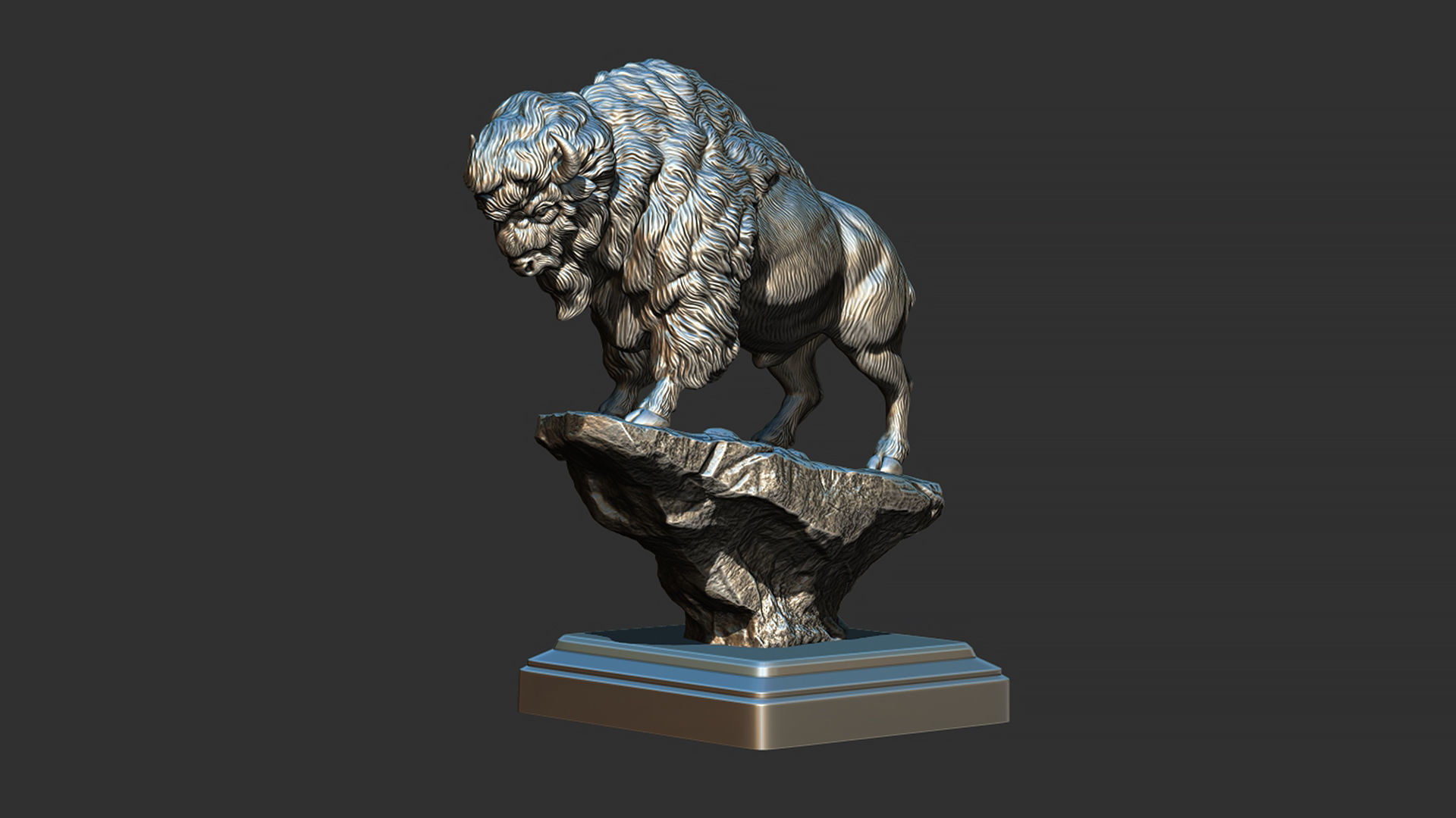 Bison on the cliff  3D print model_16