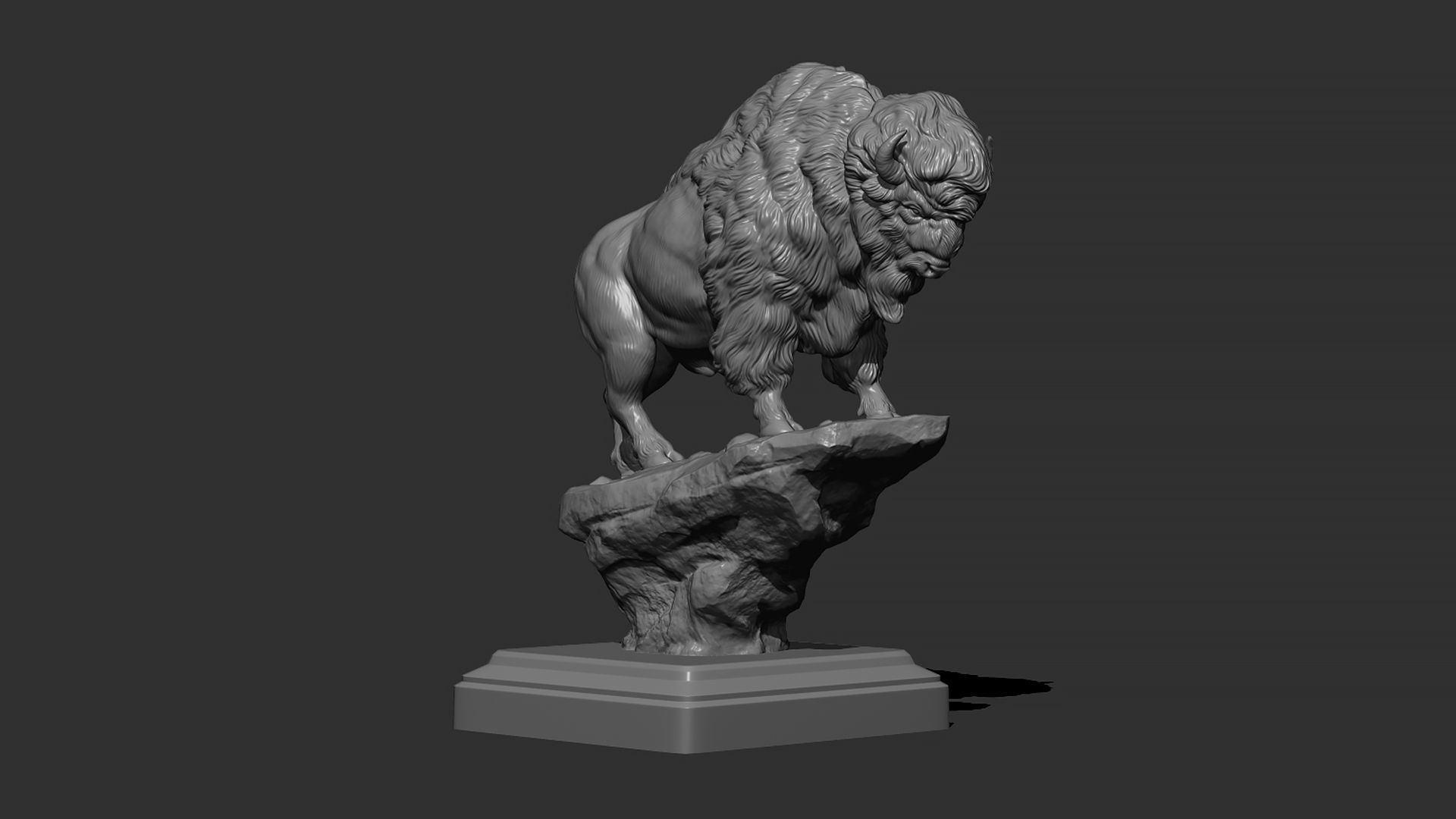 Bison on the cliff  3D print model_8