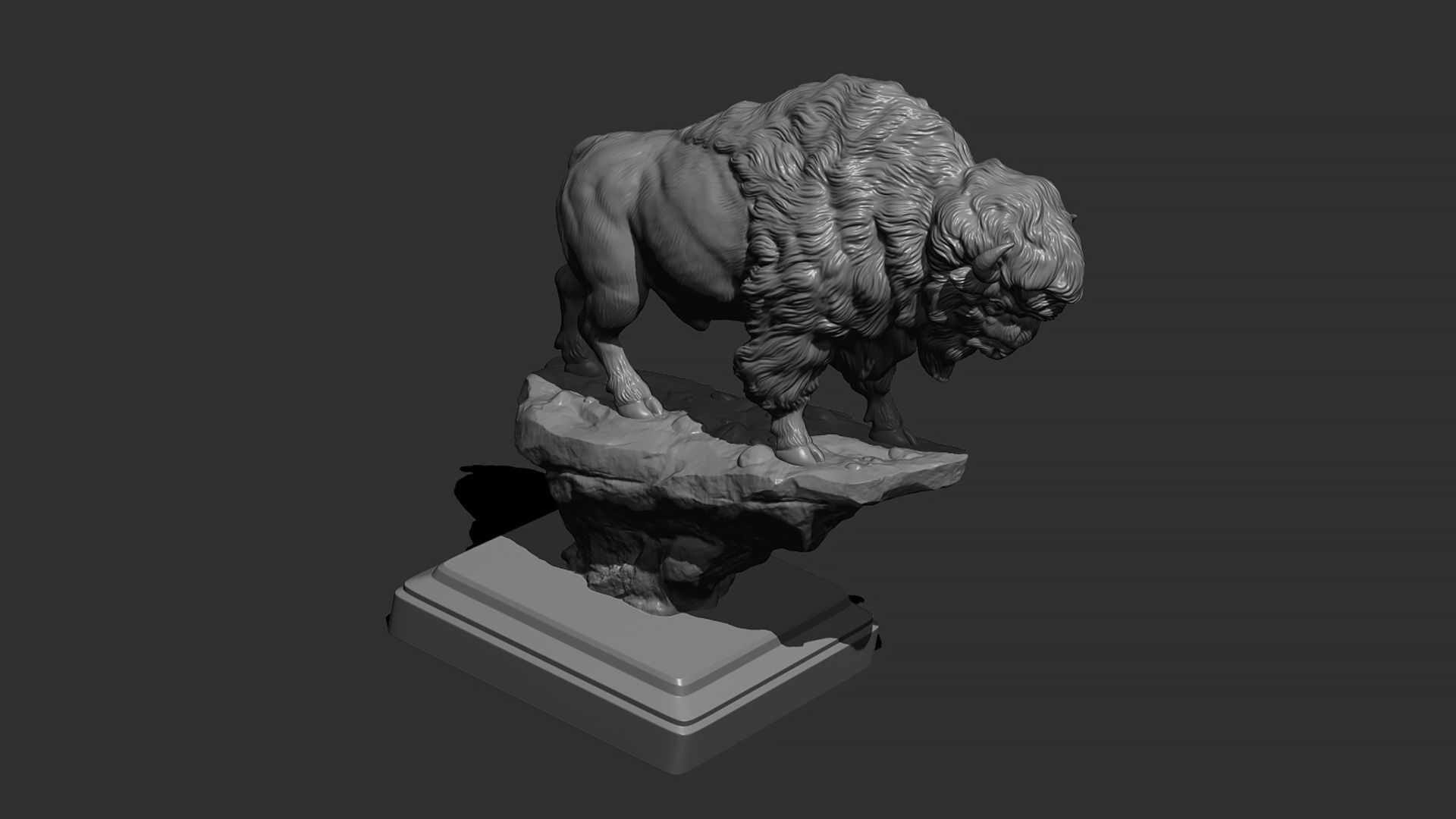 Bison on the cliff  3D print model_3