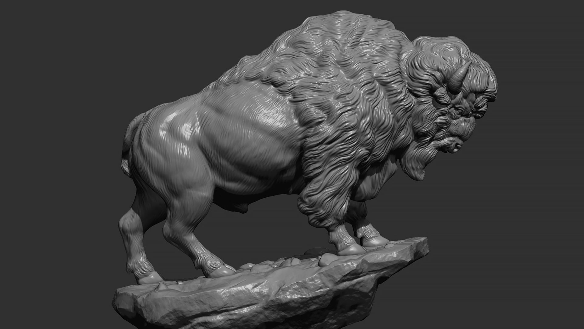 Bison on the cliff  3D print model_10