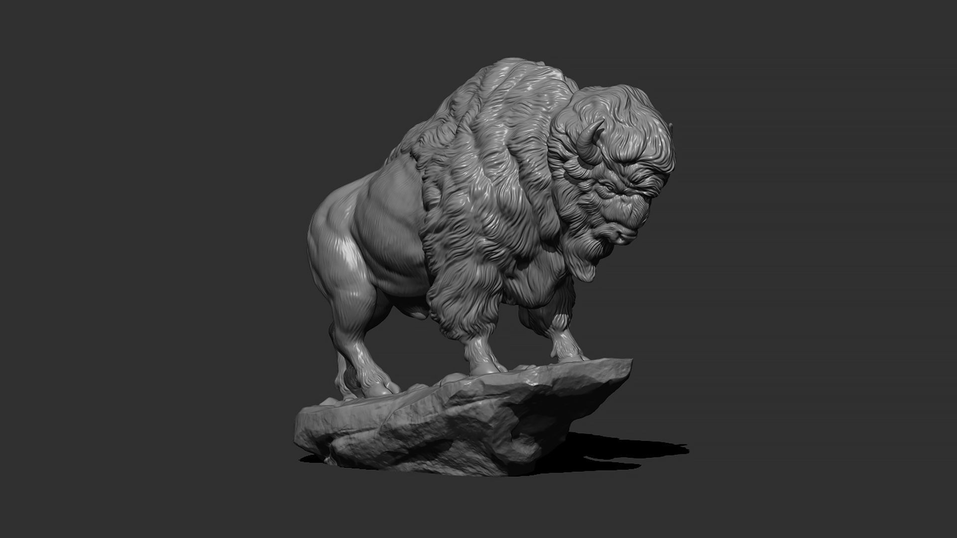 Bison on the cliff  3D print model_9
