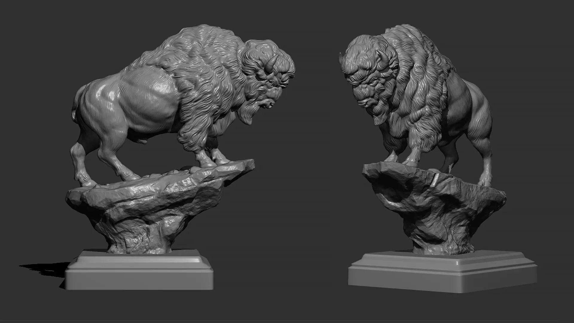 Bison on the cliff  3D print model_0