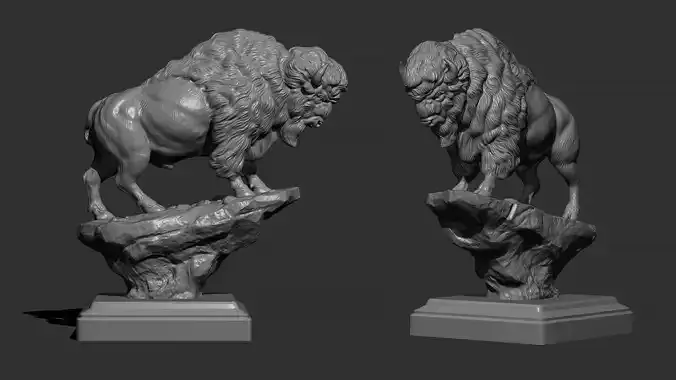 Bison on the cliff  3D print model