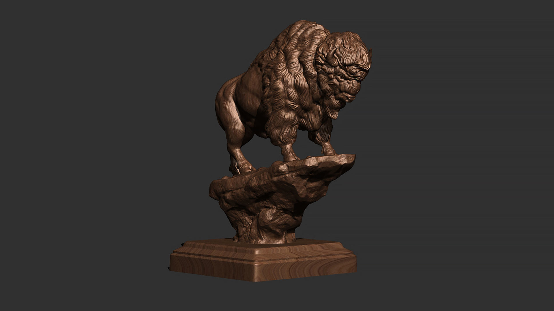 Bison on the cliff  3D print model_19