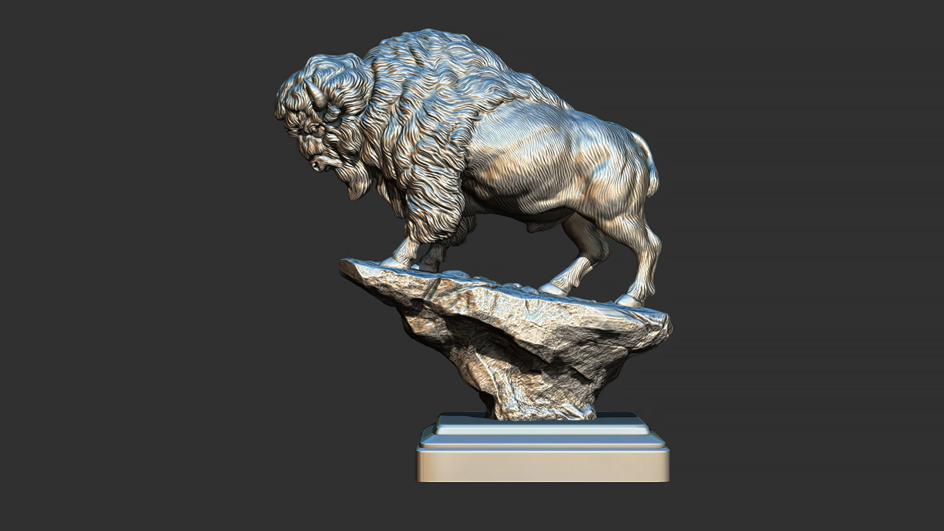 Bison on the cliff  3D print model_15