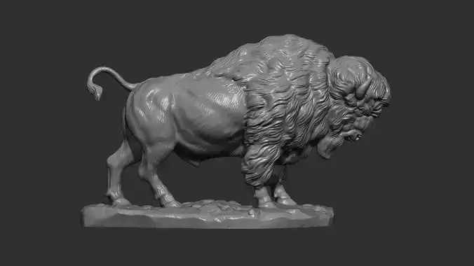 Bison butting 3D print model