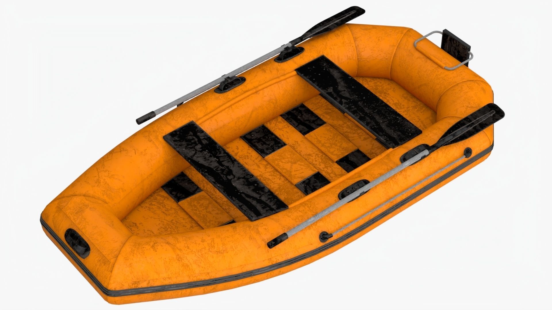3D model 4K Realistic Canoe Lowpoly orange inflatable boat VR / AR ...