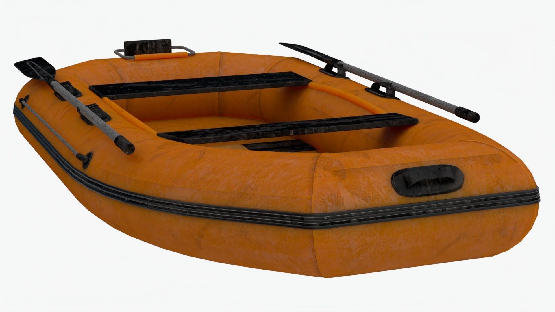 3D model 4K Realistic Canoe Lowpoly orange inflatable boat VR / AR ...