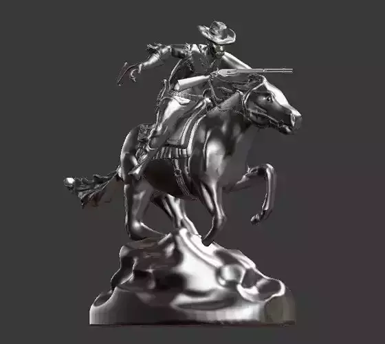 Winchester Cowboy Bas Relief and Statue 3D print model