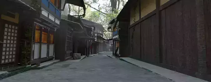 Japan houses shop model with blender file Low-poly 3D model