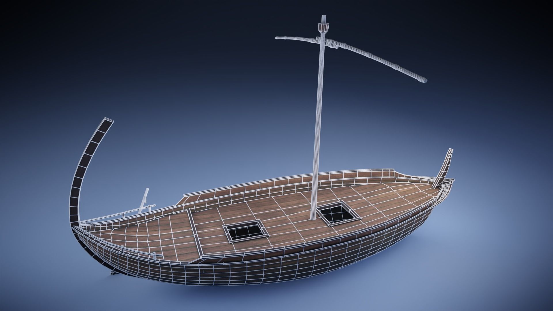 Ancient Ship Low-poly 3D model_9