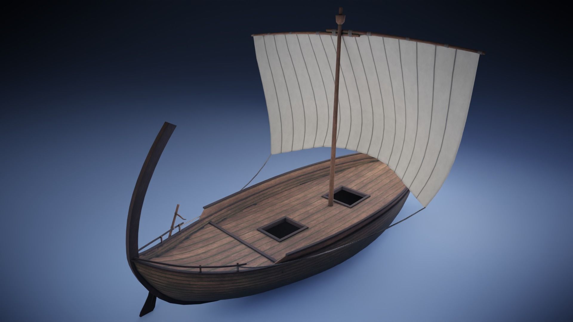 Ancient Ship Low-poly 3D model_2
