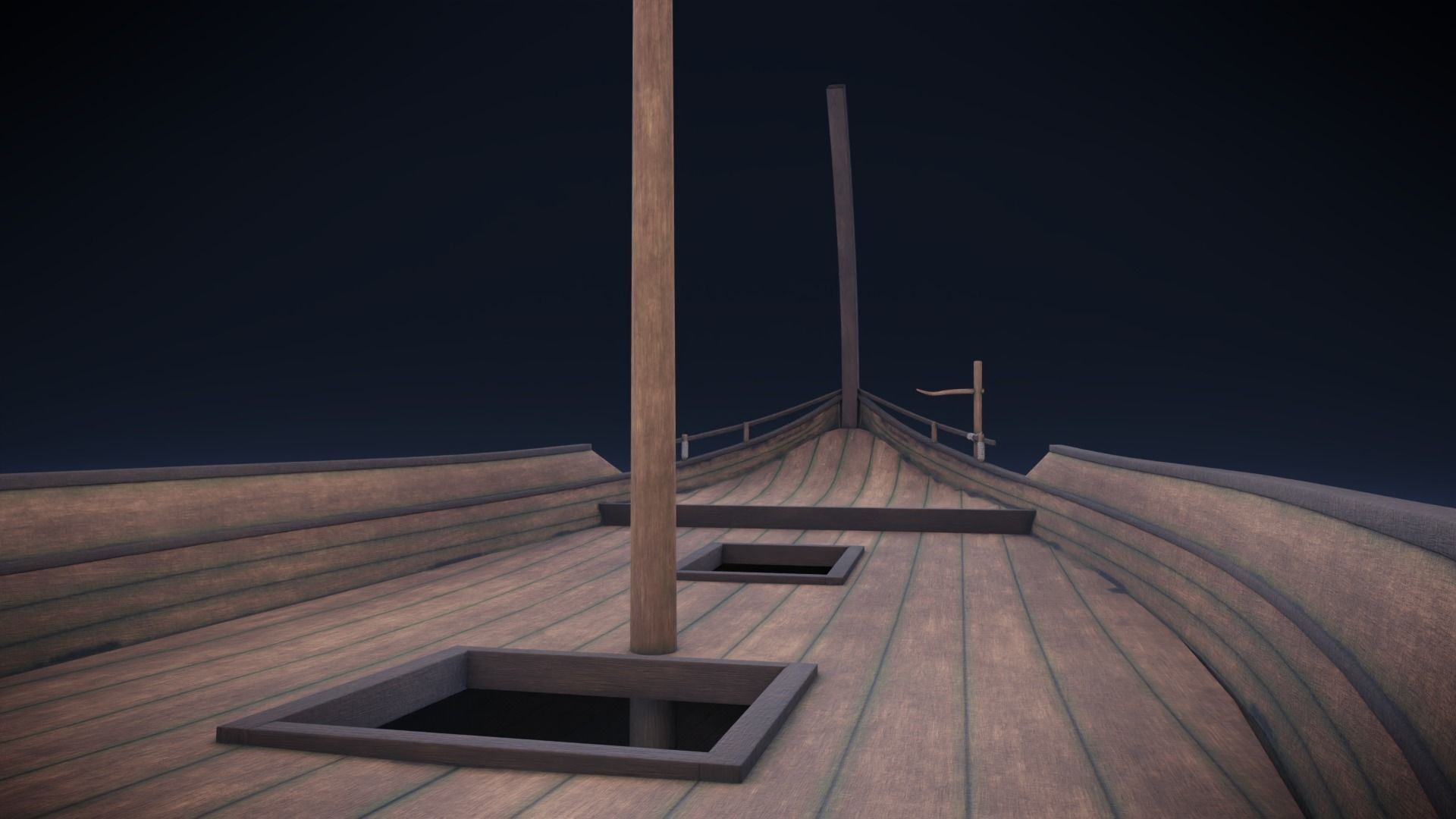 Ancient Ship Low-poly 3D model_7