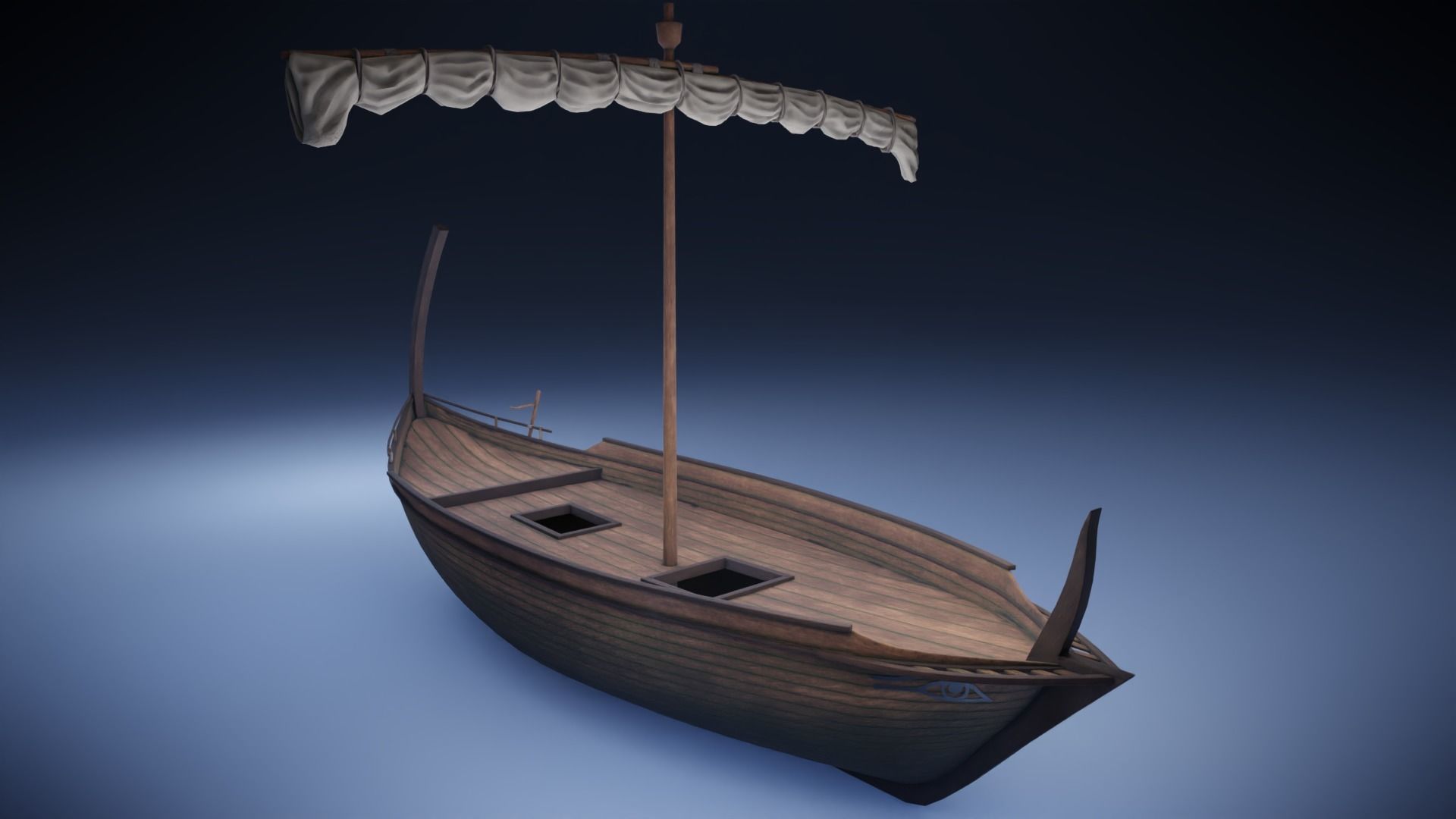 Ancient Ship Low-poly 3D model_3