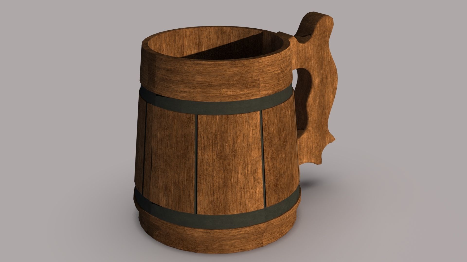 Stylized Wooden Beer Mug Low-poly 3D model_2