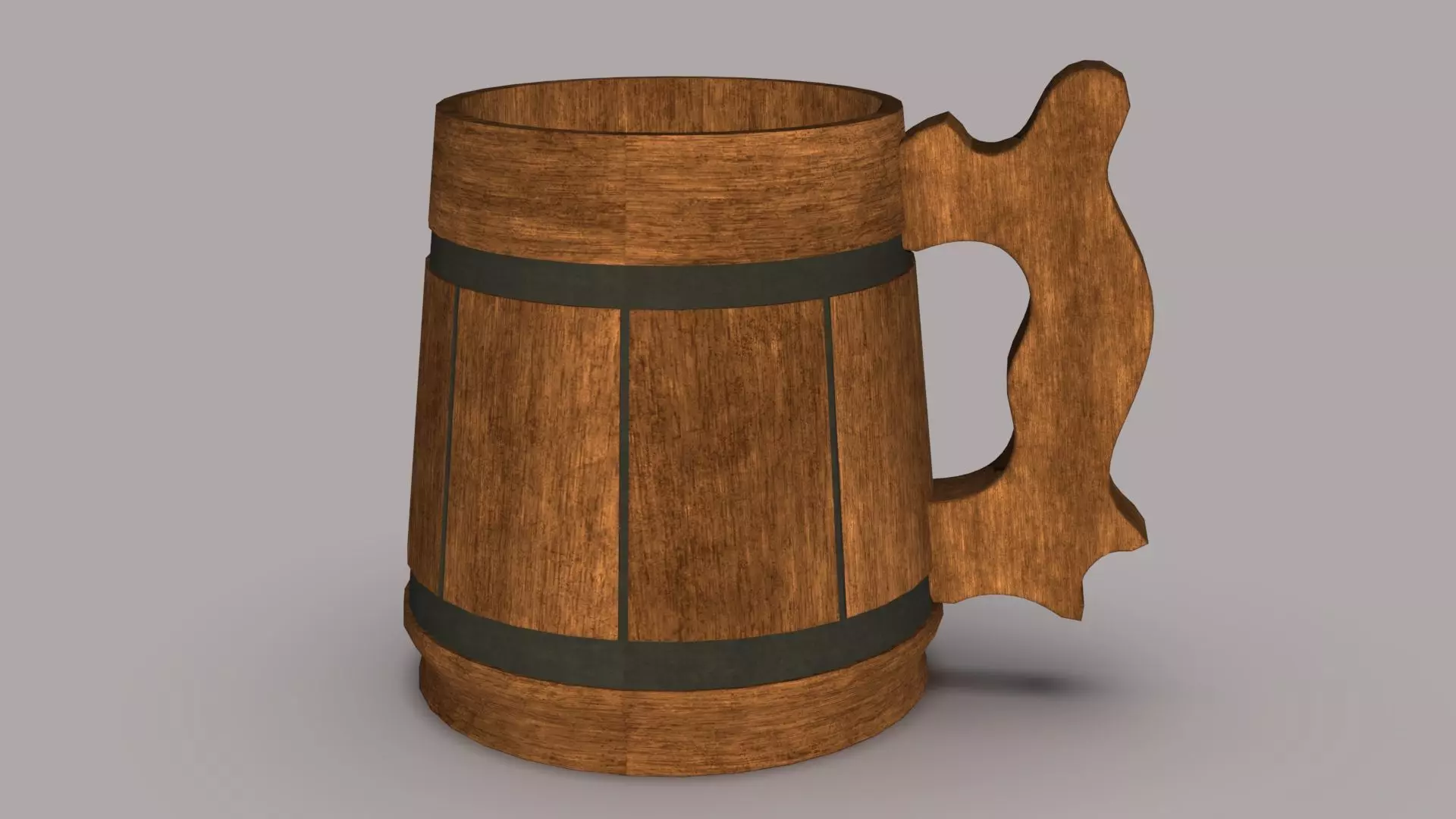 Stylized Wooden Beer Mug Low-poly 3D model_0