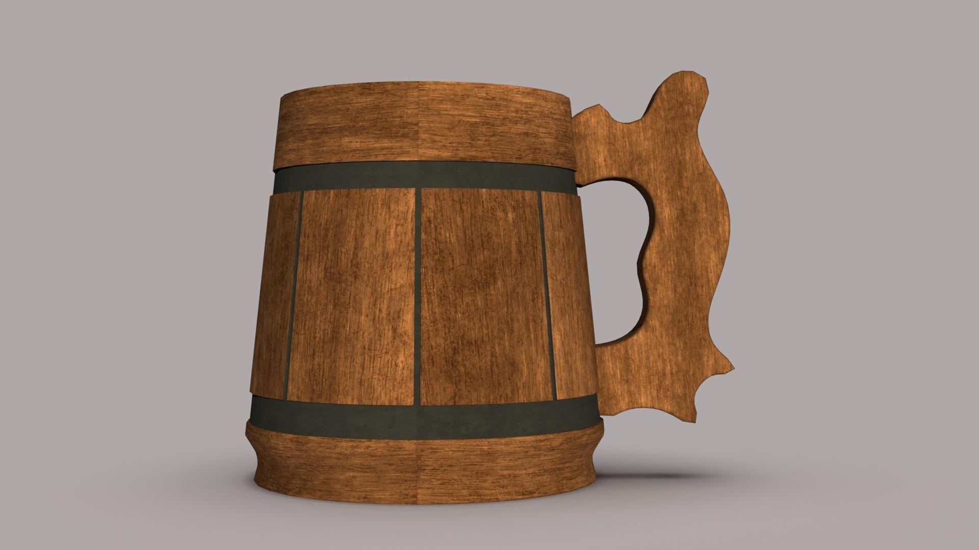 Stylized Wooden Beer Mug Low-poly 3D model_1