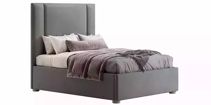Mina Upholstered Bed 3D model