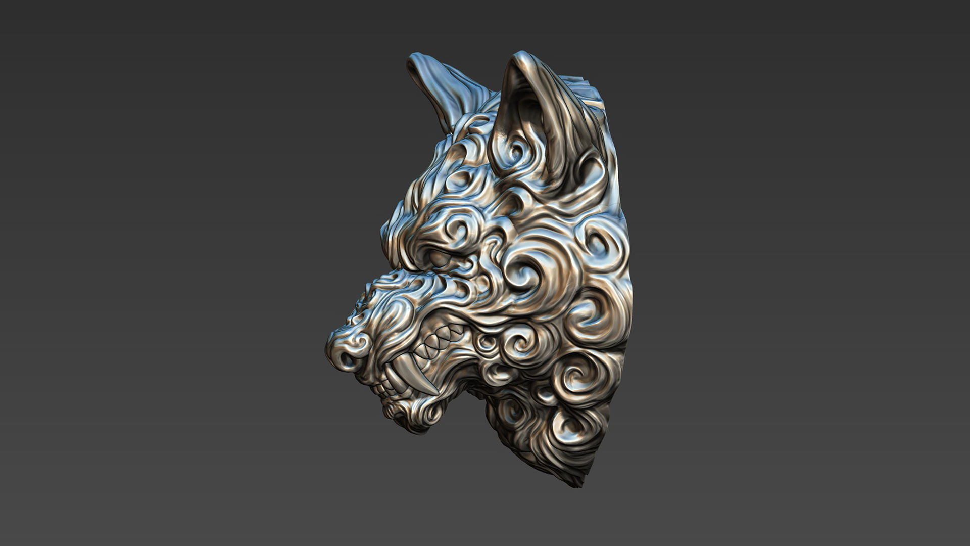 Wolf pendant 3D print model_12