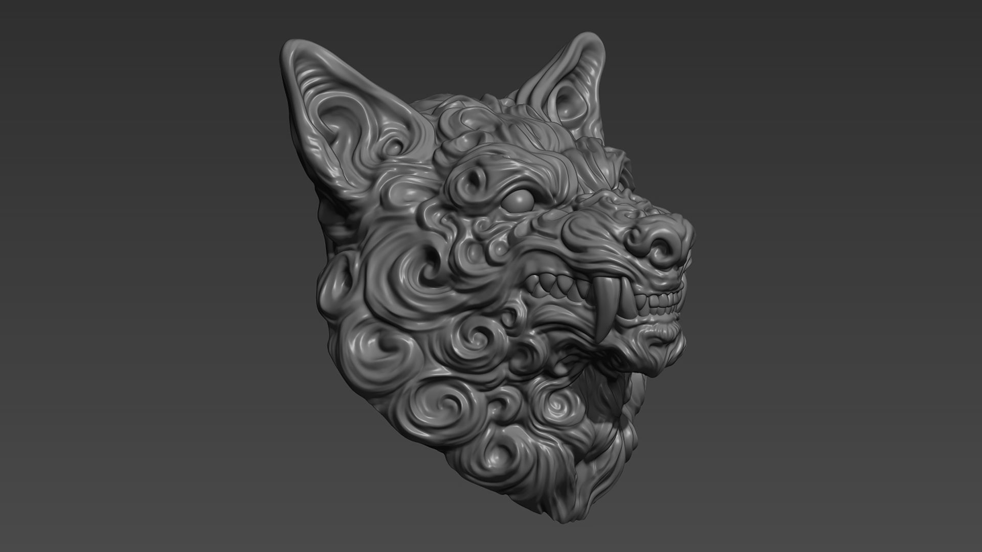 Wolf pendant 3D print model_9
