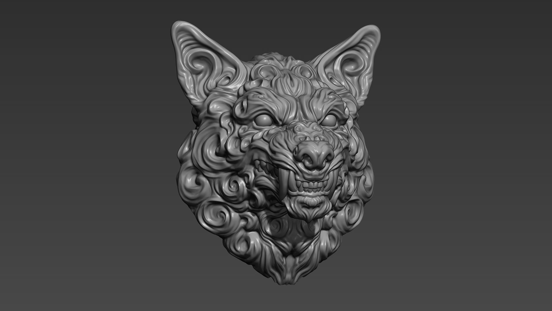 Wolf pendant 3D print model_5