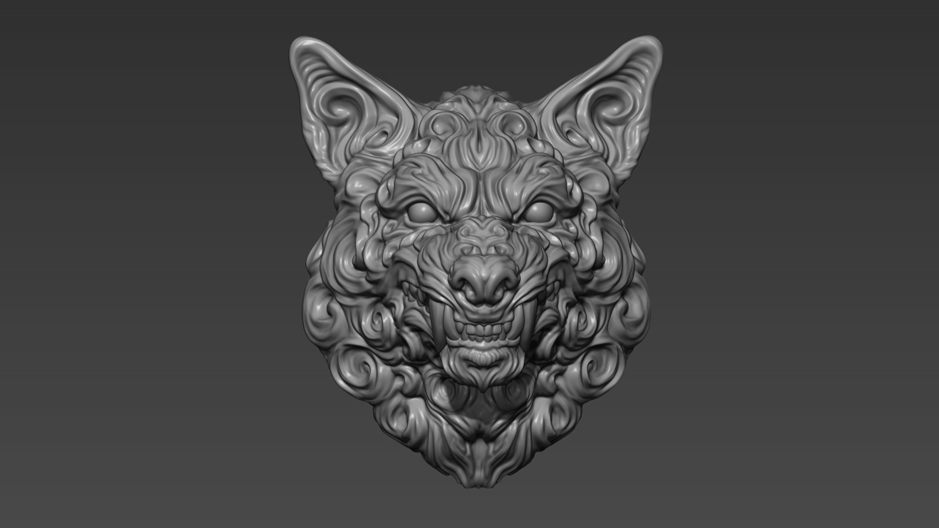 Wolf pendant 3D print model_4