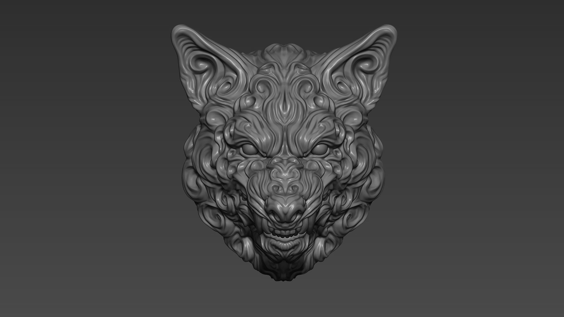 Wolf pendant 3D print model_3