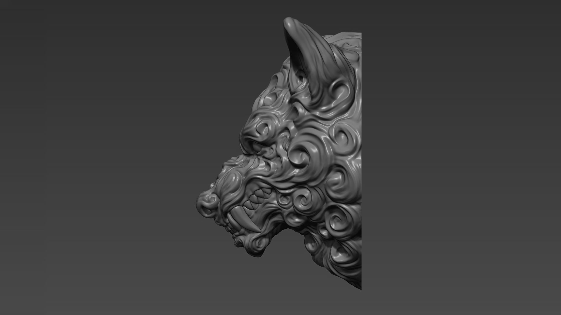 Wolf pendant 3D print model_6