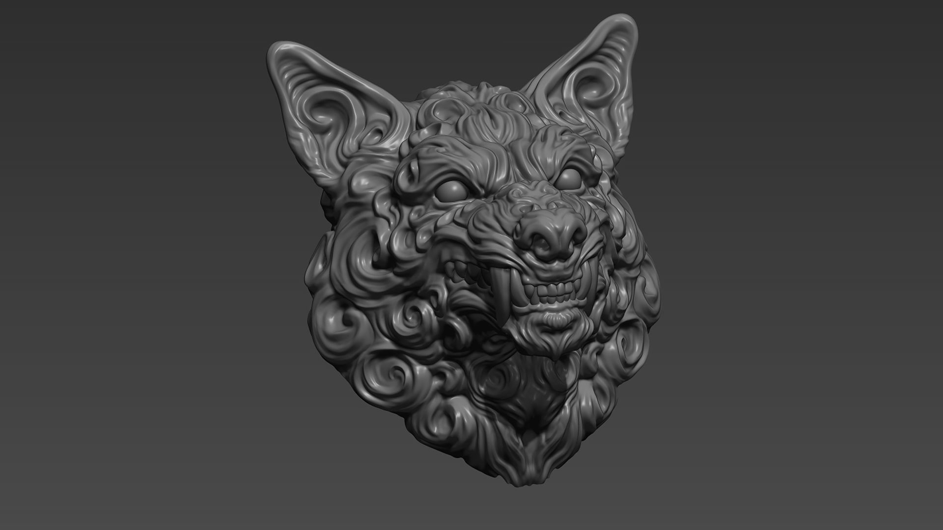 Wolf pendant 3D print model_8