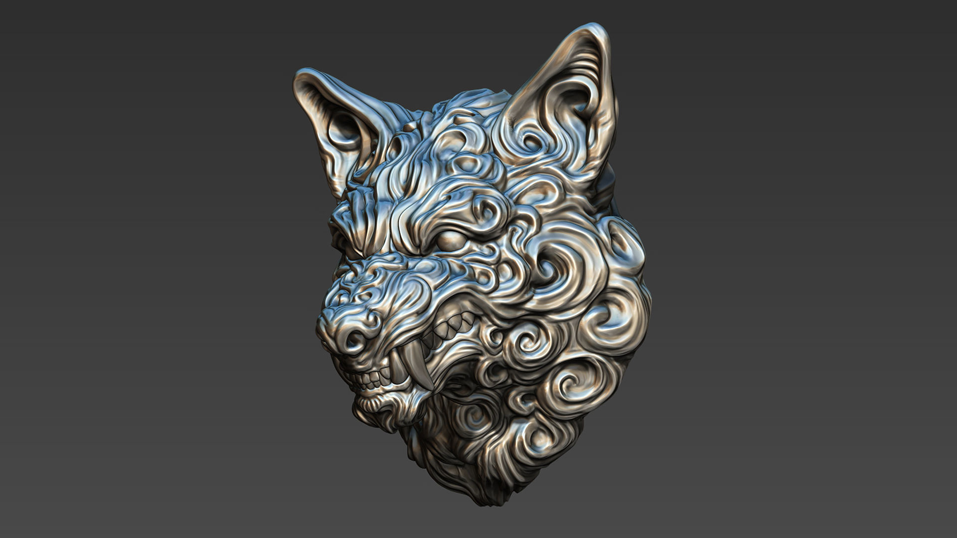 Wolf pendant 3D print model_11