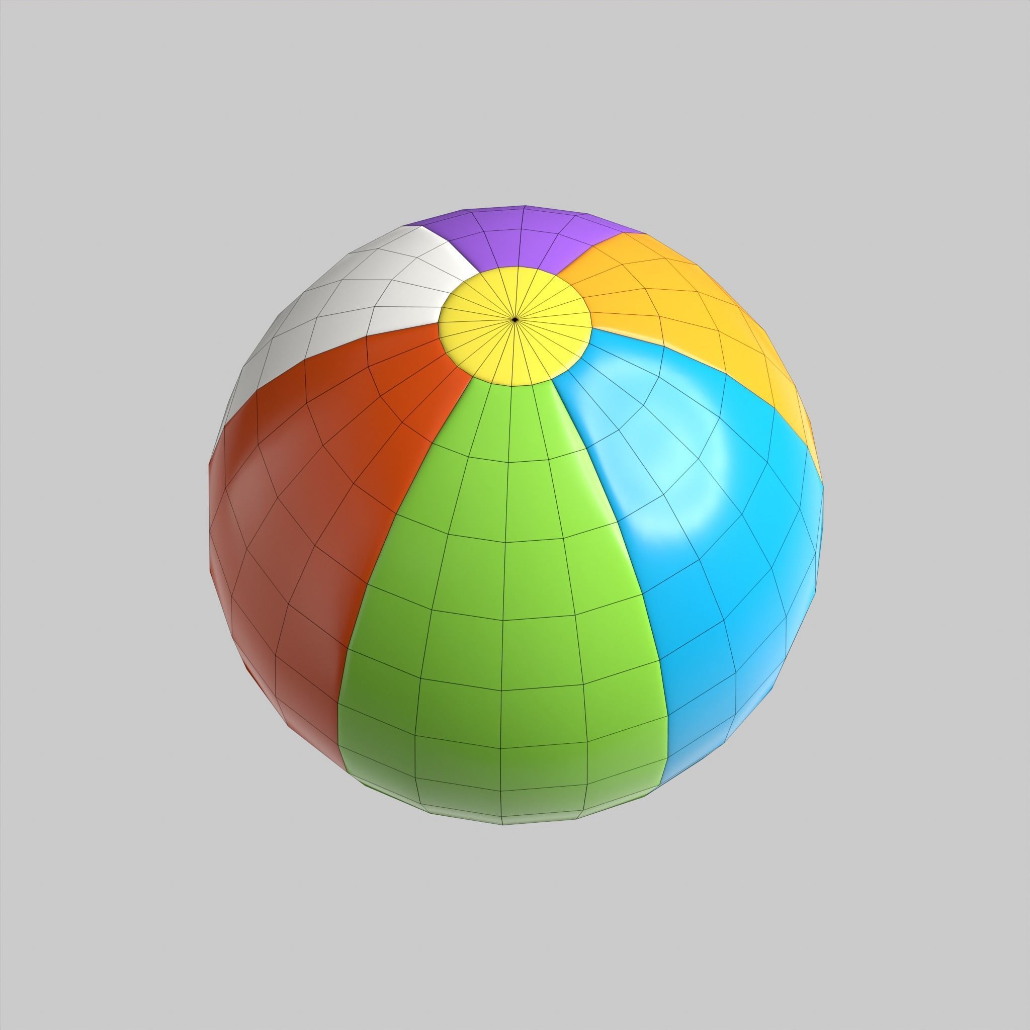 Beach Ball Colorful Summer Low-poly 3D model_2