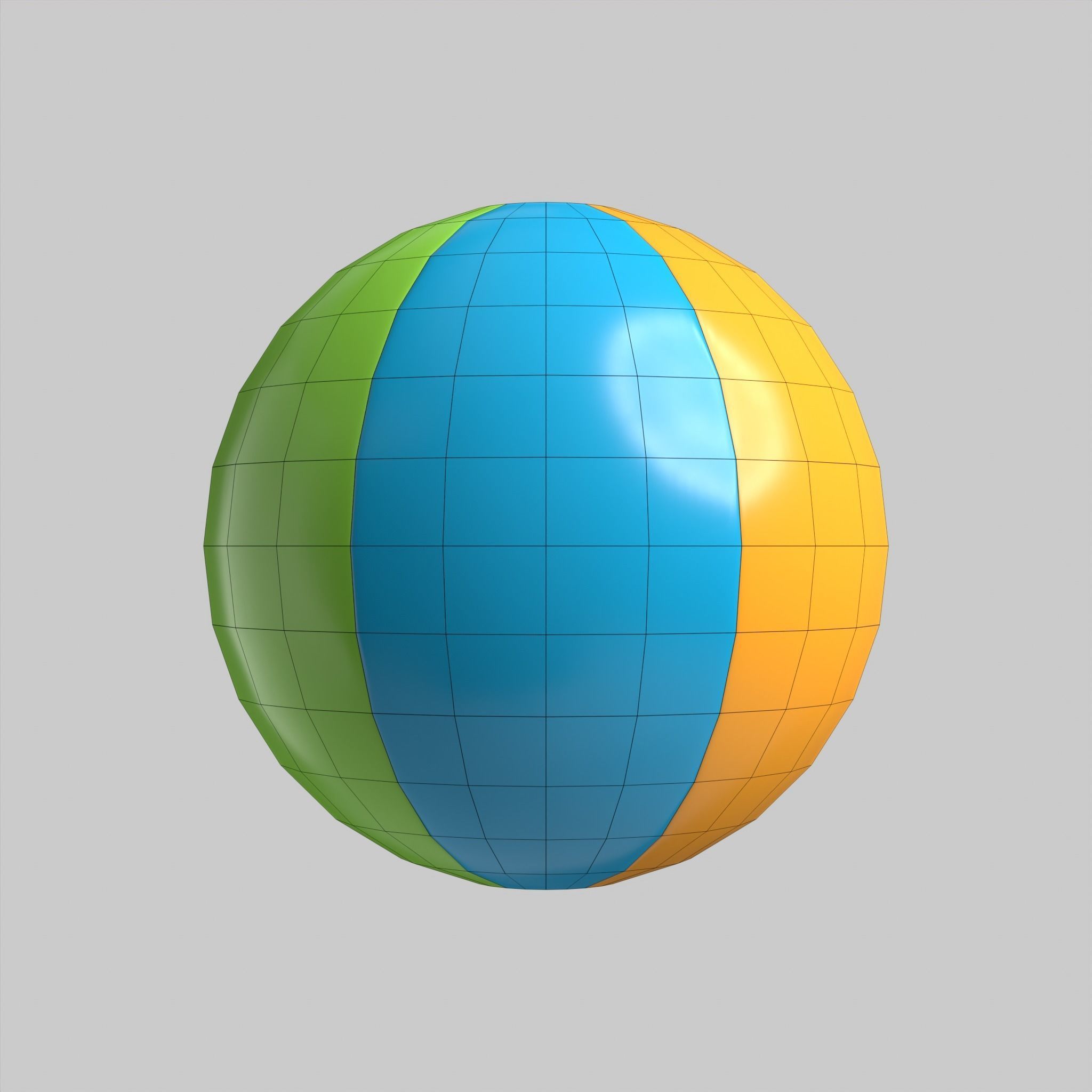 Beach Ball Colorful Summer Low-poly 3D model_12