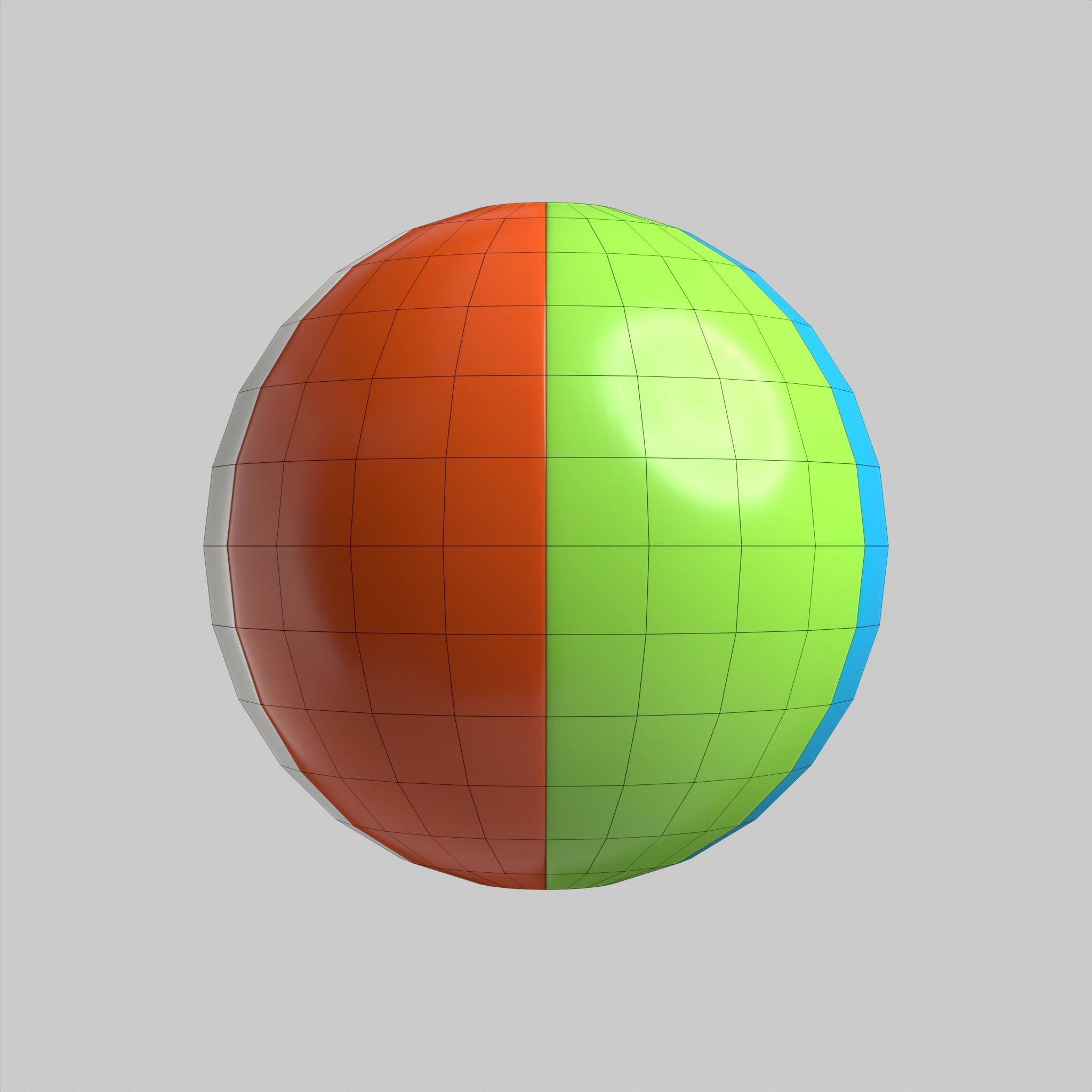 Beach Ball Colorful Summer Low-poly 3D model_6