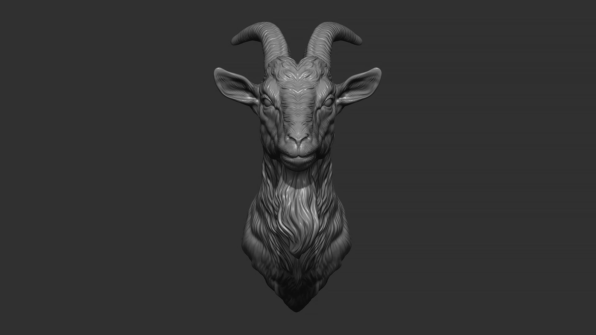 Goat head bust 3D print model_7