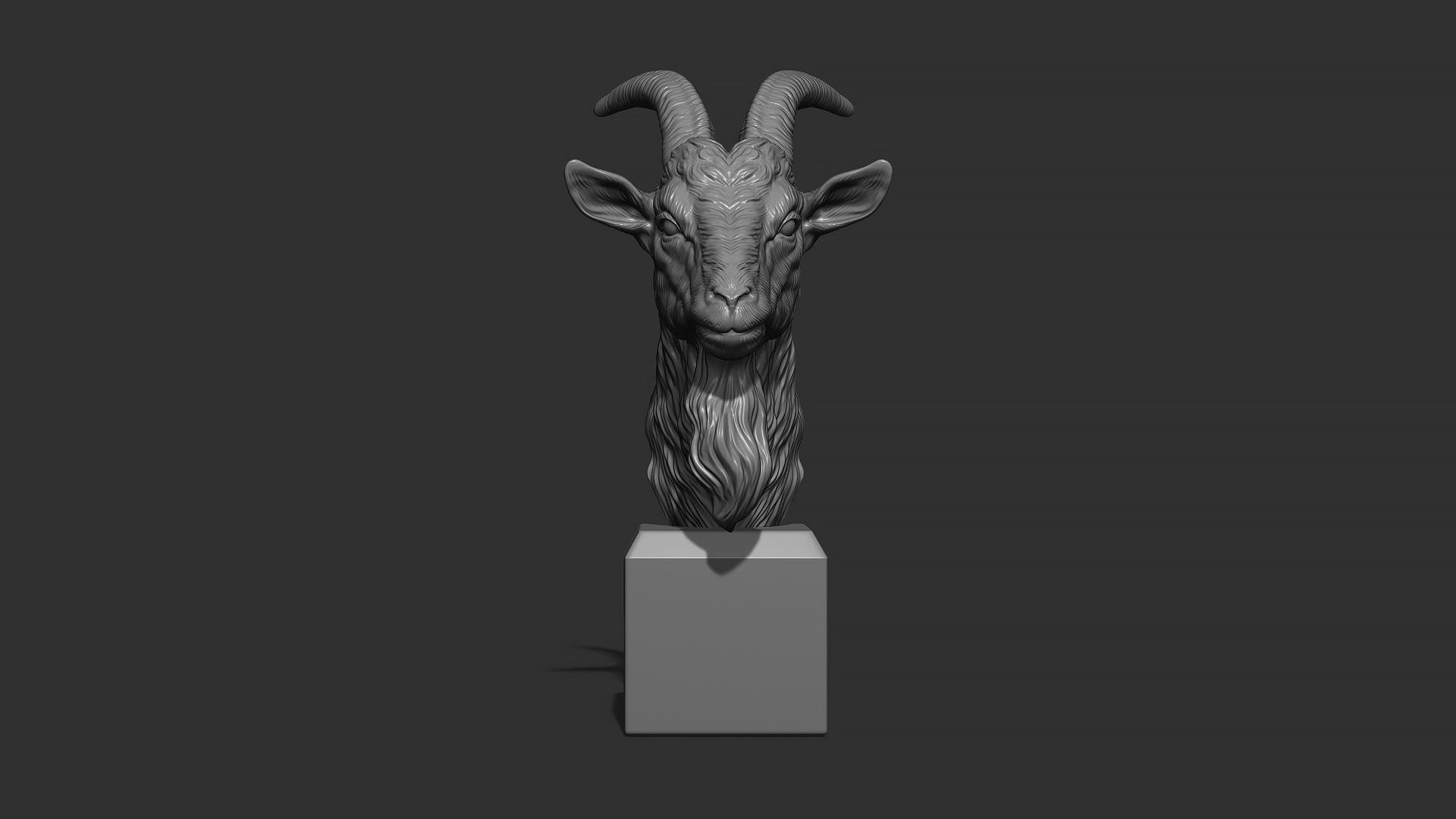 Goat head bust 3D print model_14