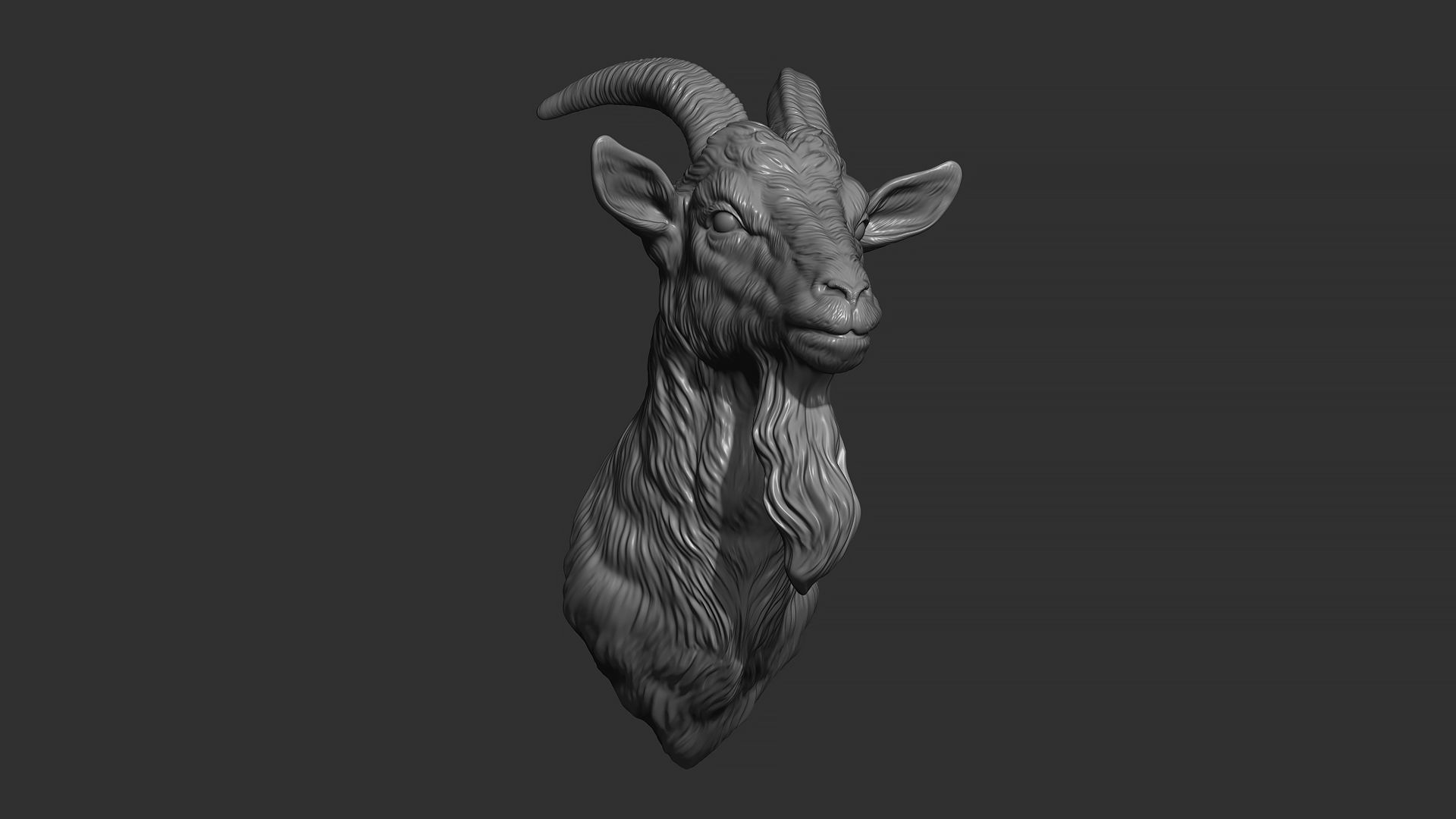 Goat head bust 3D print model_9