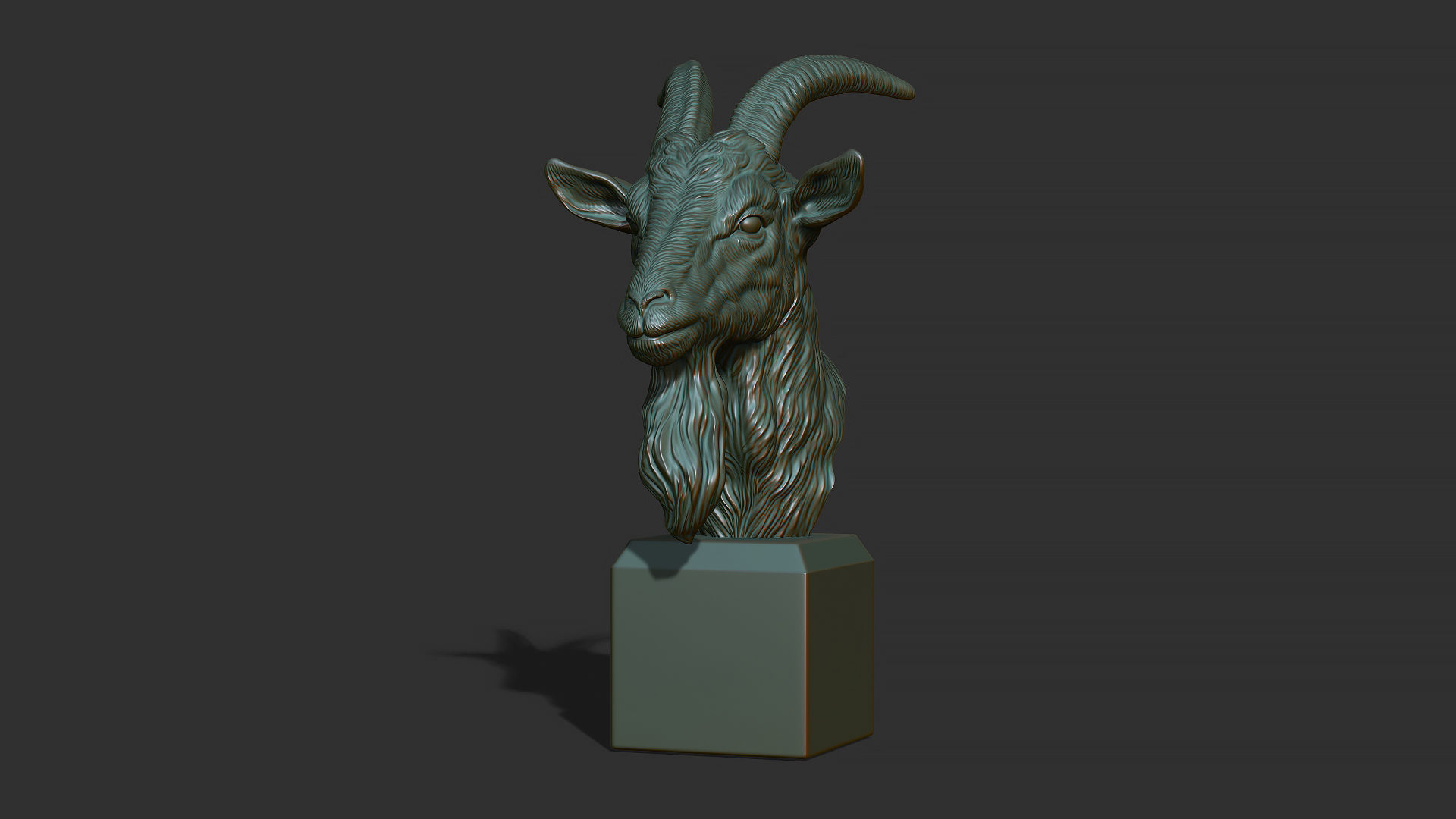 Goat head bust 3D print model_12