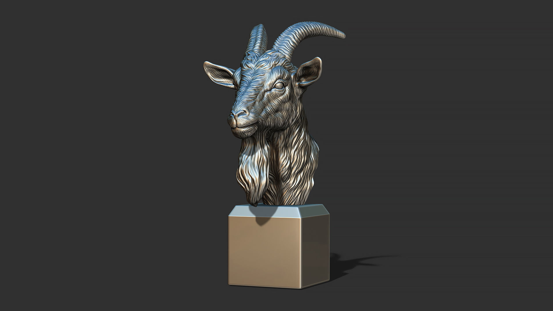 Goat head bust 3D print model_20