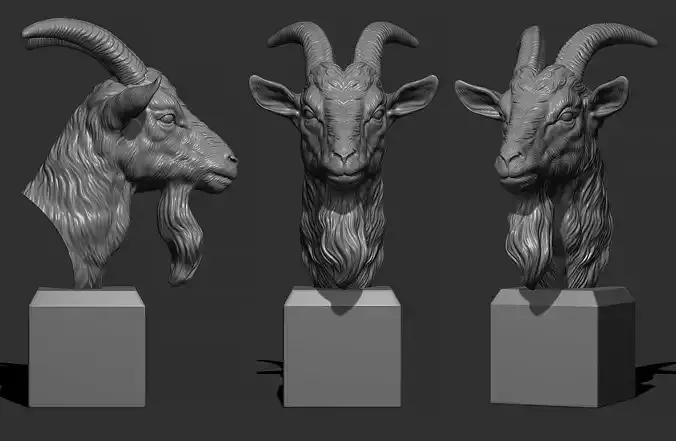 Goat head bust 3D print model
