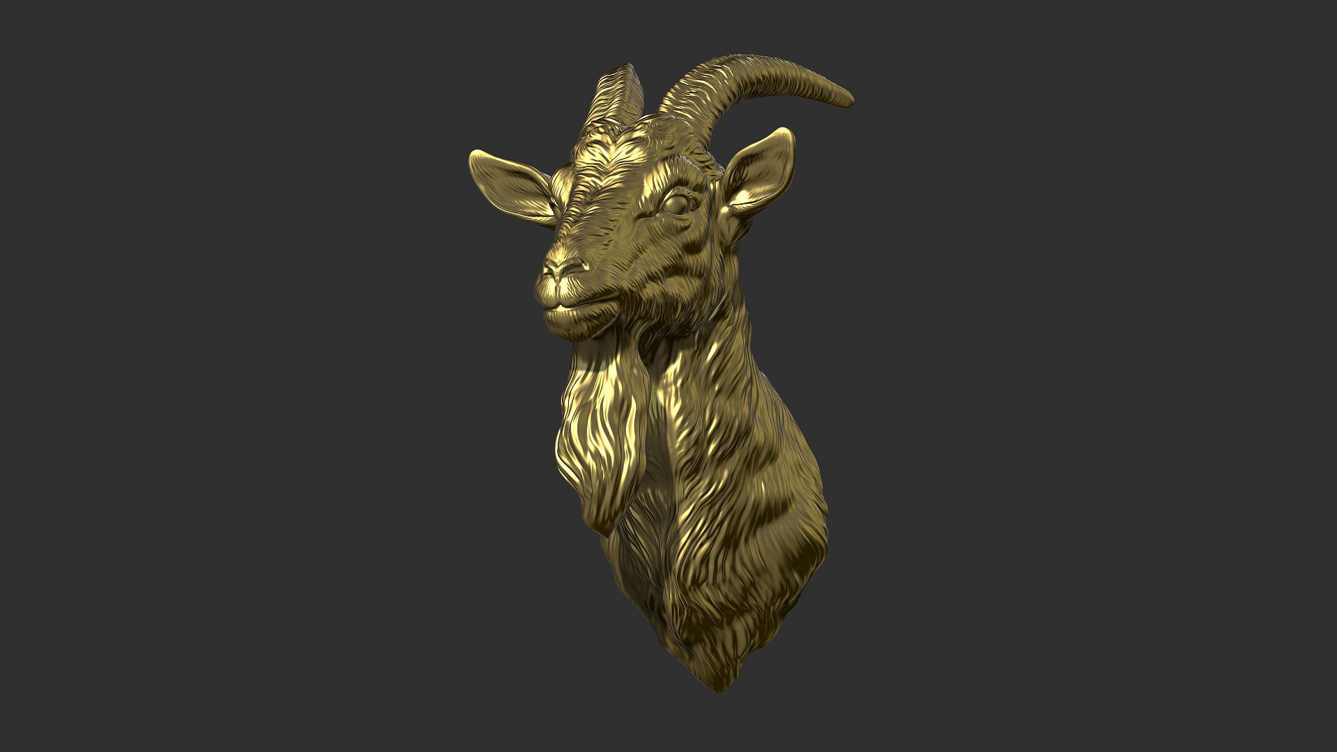 Goat head bust 3D print model_3