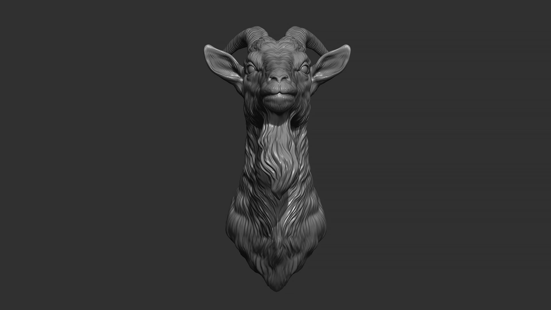 Goat head bust 3D print model_6