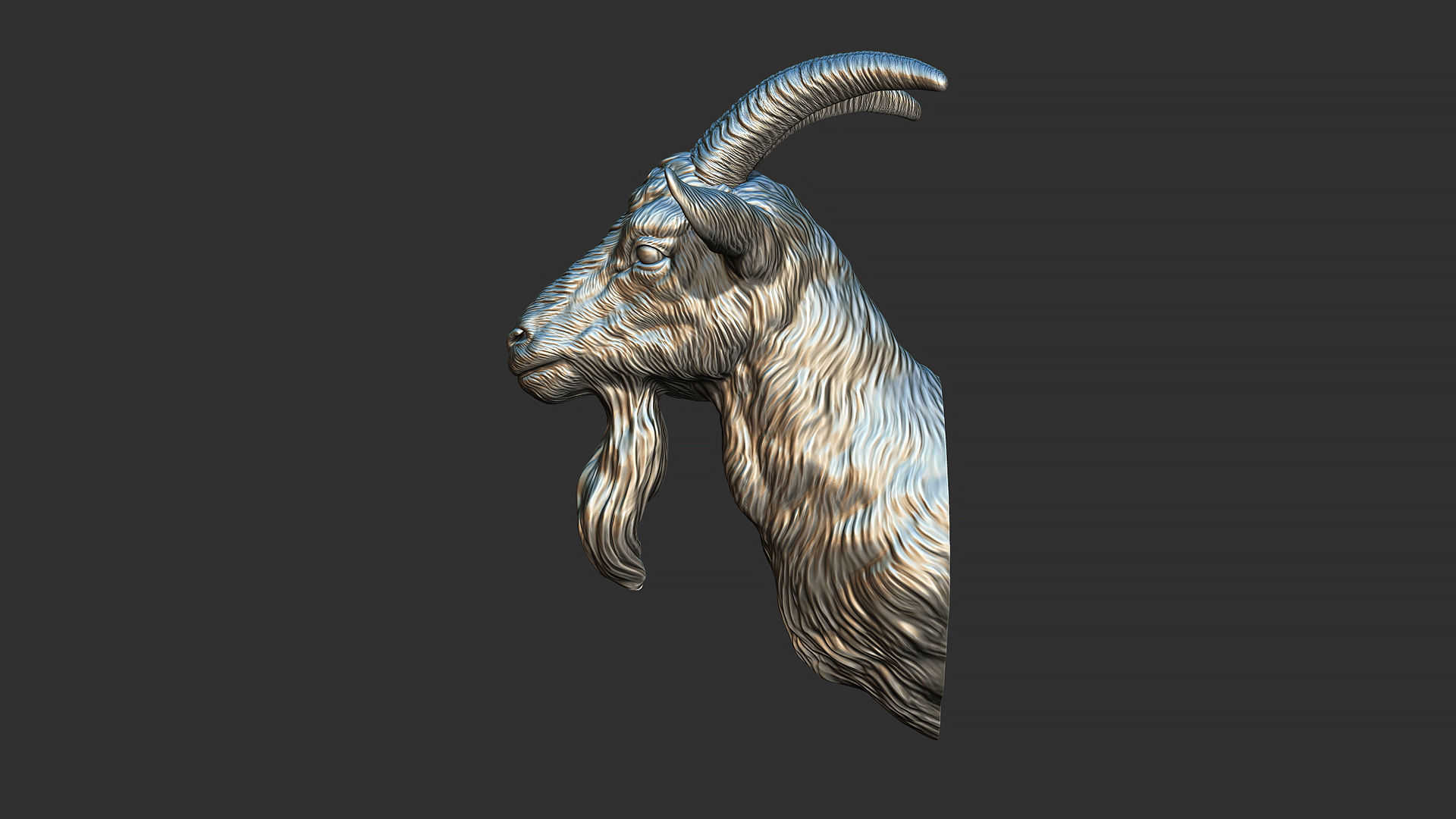 Goat head bust 3D print model_4