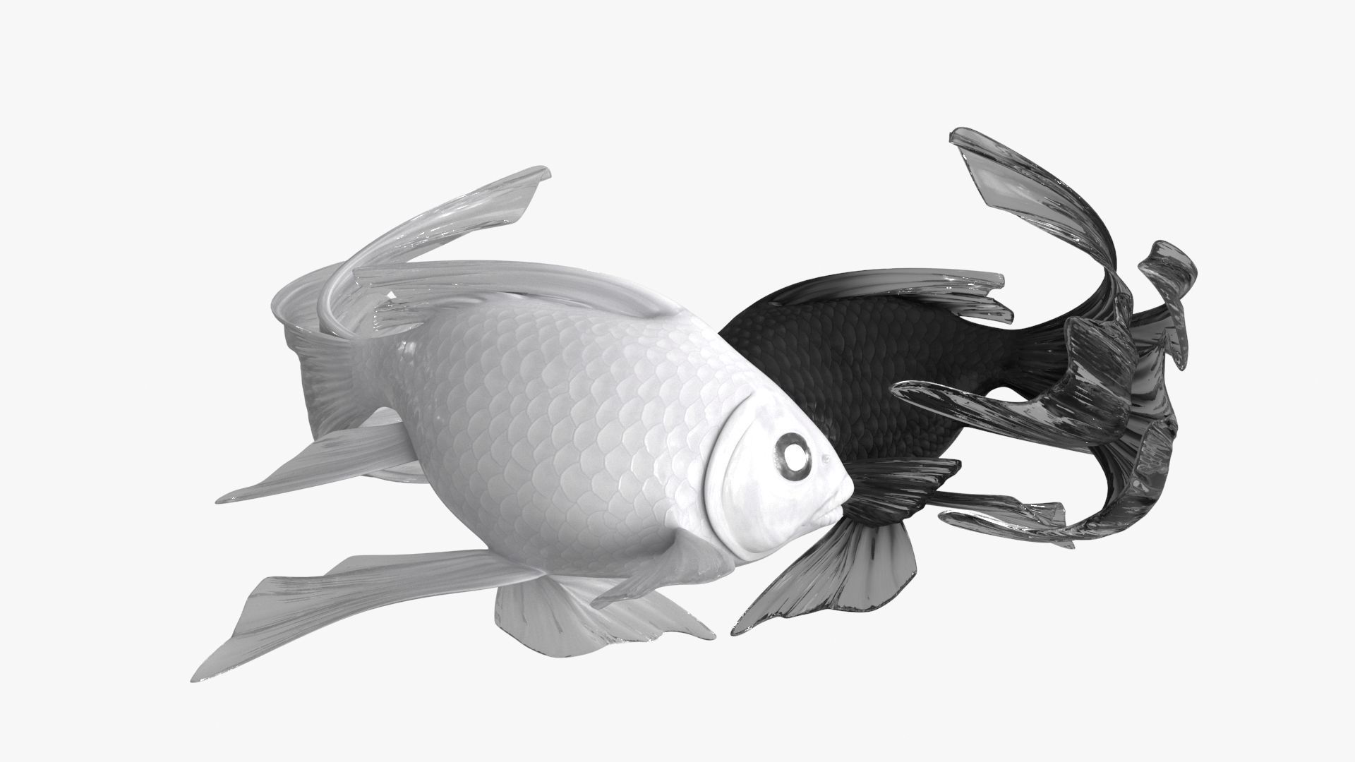 Yin Yang Black White Low-poly 3D model_12