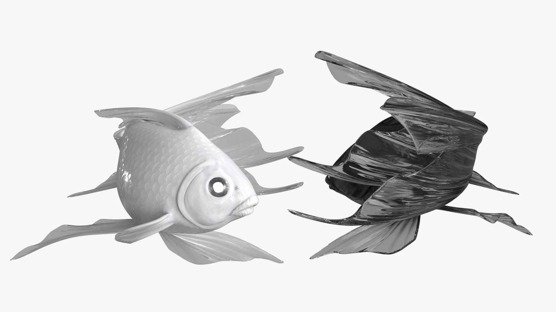 Yin Yang Black White Low-poly 3D model_11