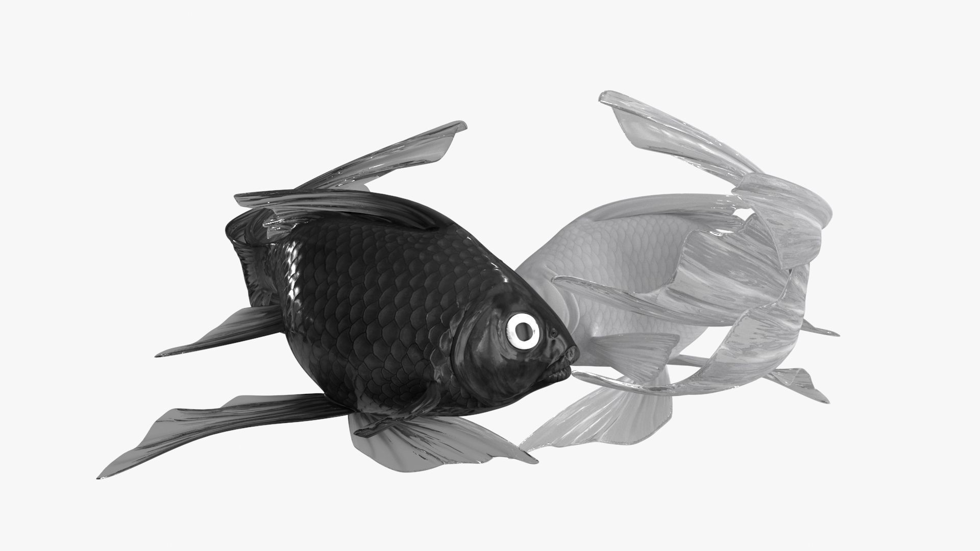 Yin Yang Black White Low-poly 3D model_6