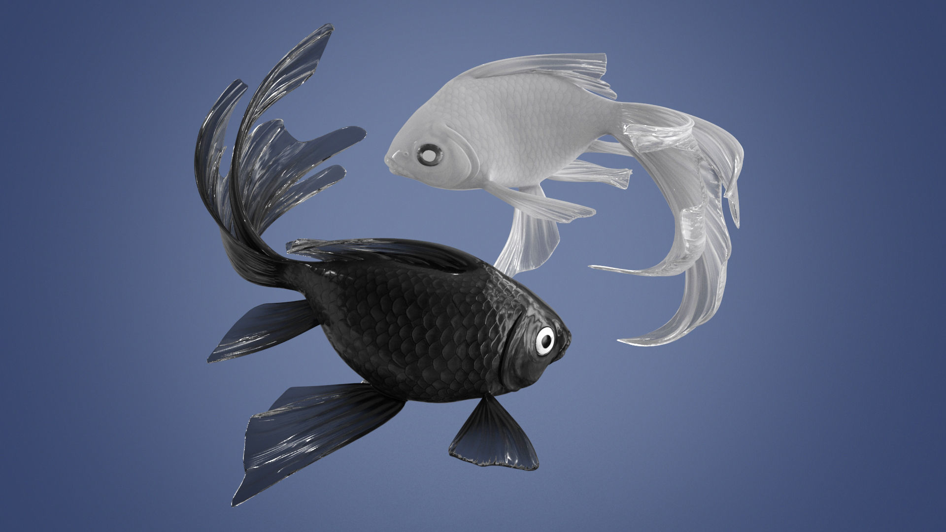 Yin Yang Black White Low-poly 3D model_3