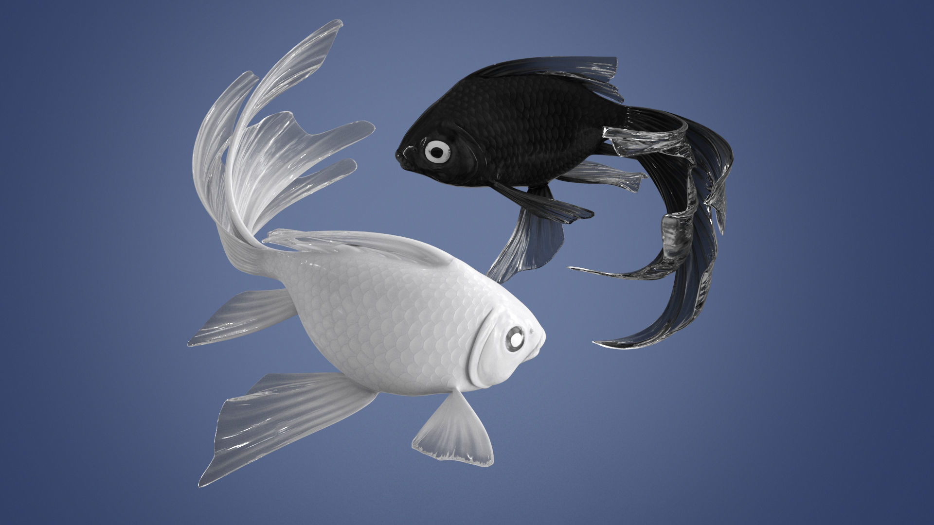 Yin Yang Black White Low-poly 3D model_4