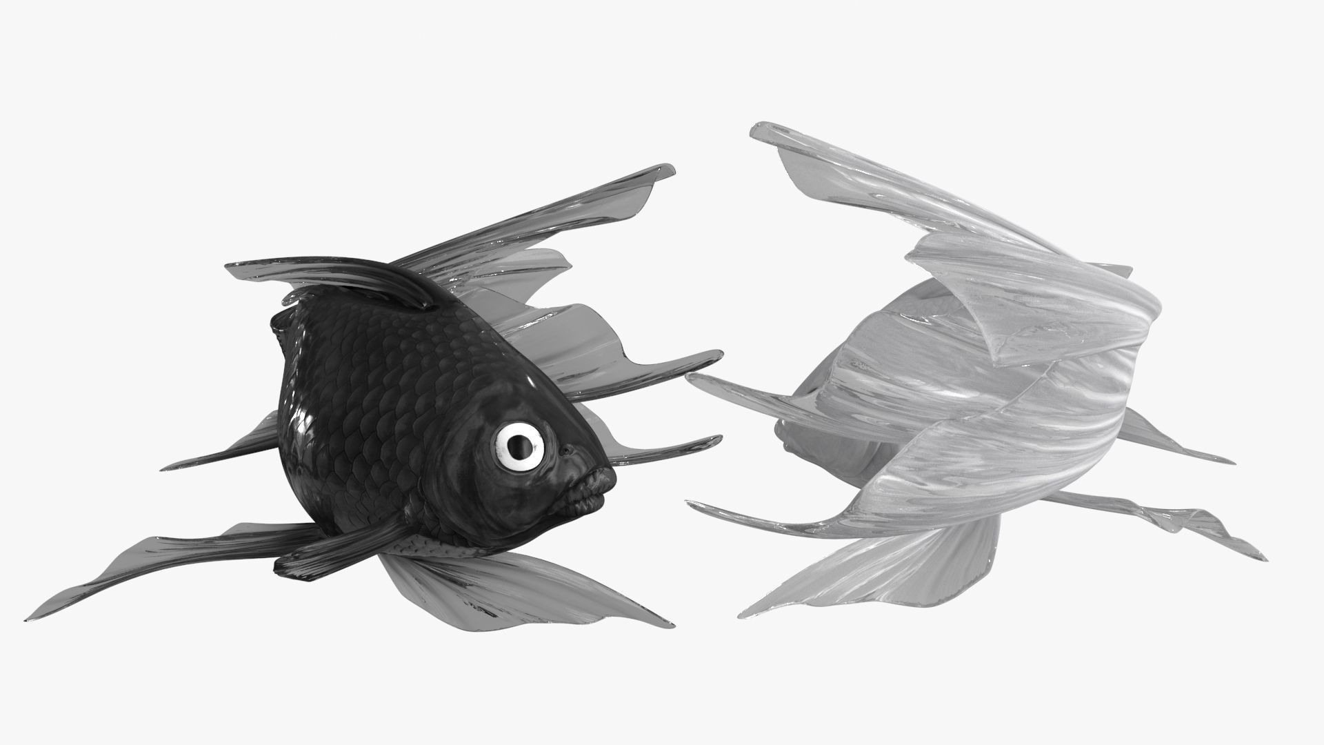 Yin Yang Black White Low-poly 3D model_5