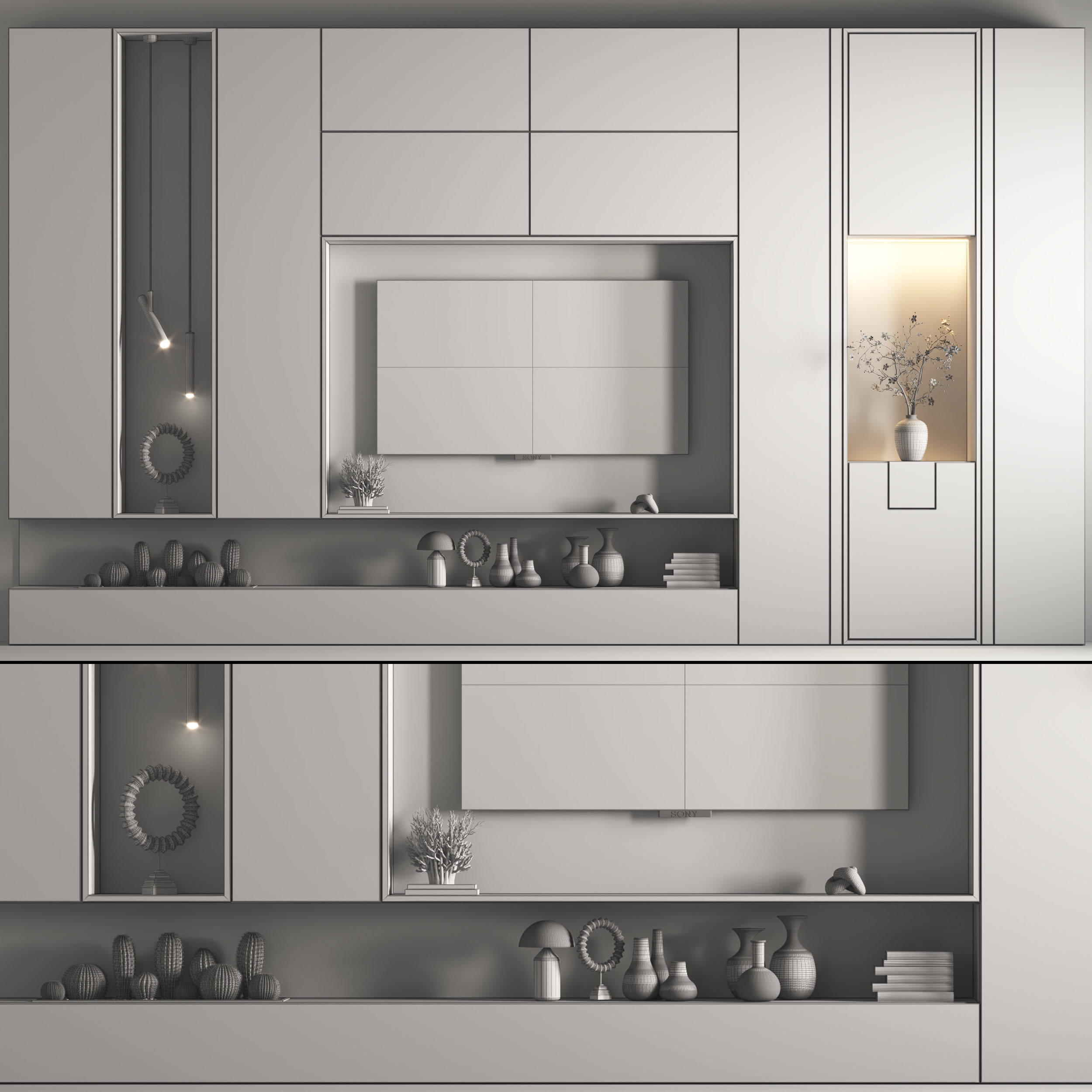 Tv Wall Set 04 3D model_7